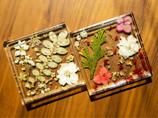 DIY All-In-One Floral Resin Coaster Craft Kit (Thick Square Coasters)