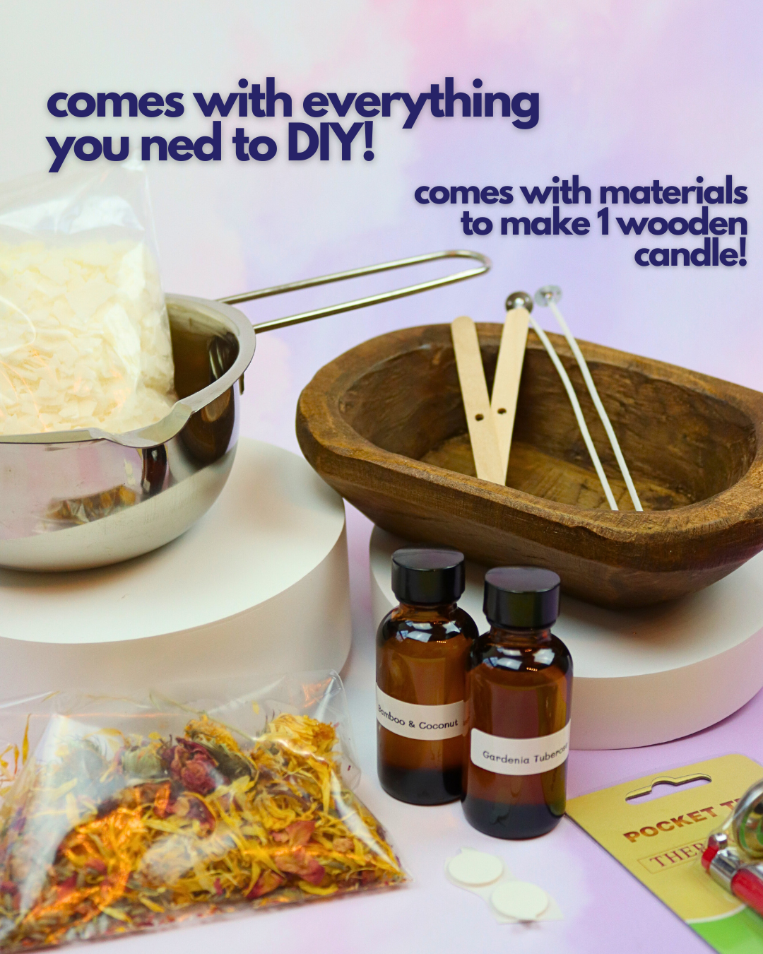 DIY Organic Soy Candle in Wooden Bowl  Kit