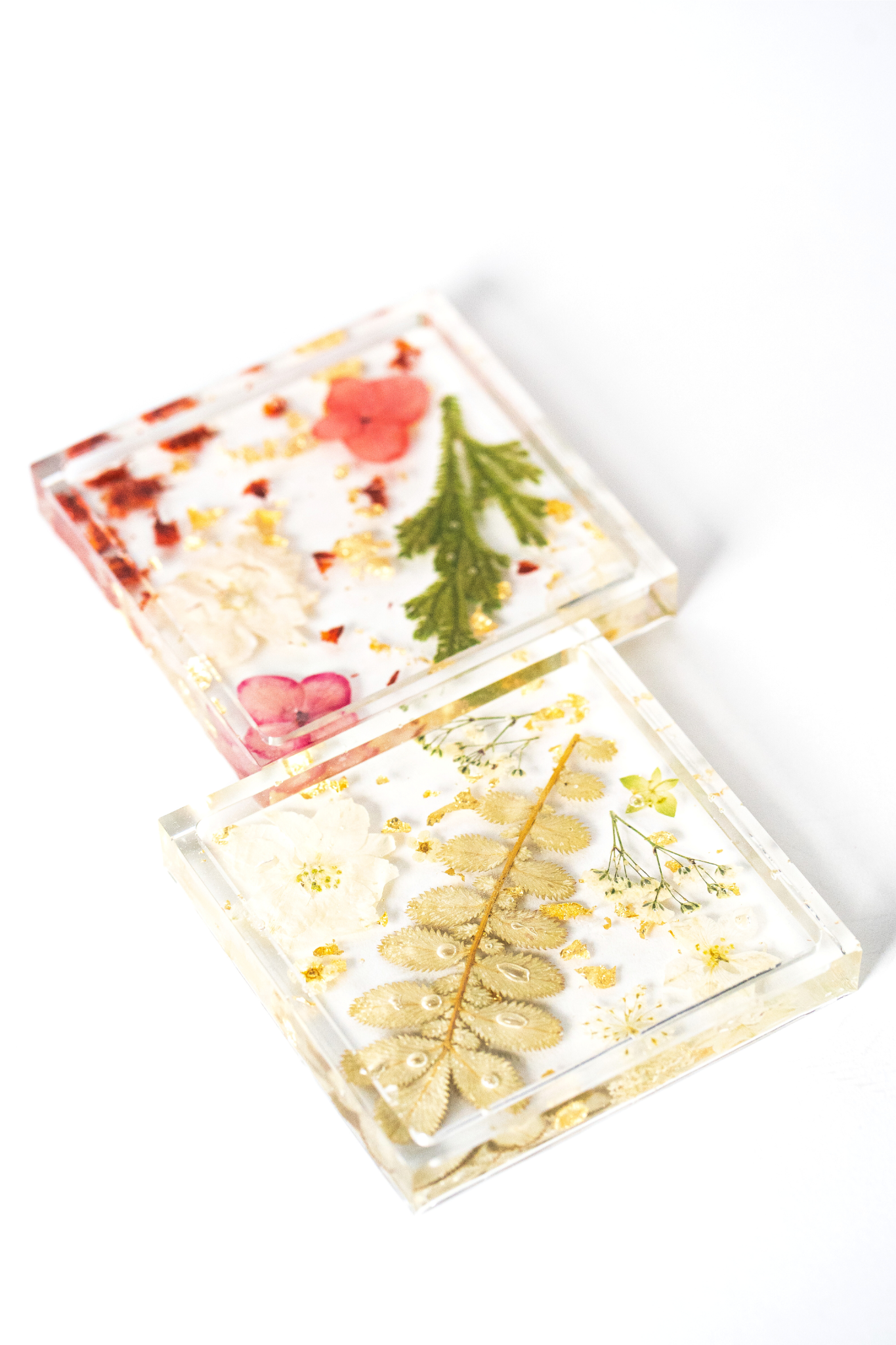 ~HOLIDAY EDITION~ DIY Floral Resin Coaster Kit (4 Thick, Square-Shaped Coasters)
