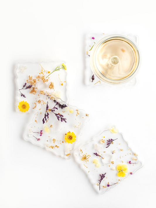 DIY Floral Resin Coaster Set Kit (Square-Shaped)