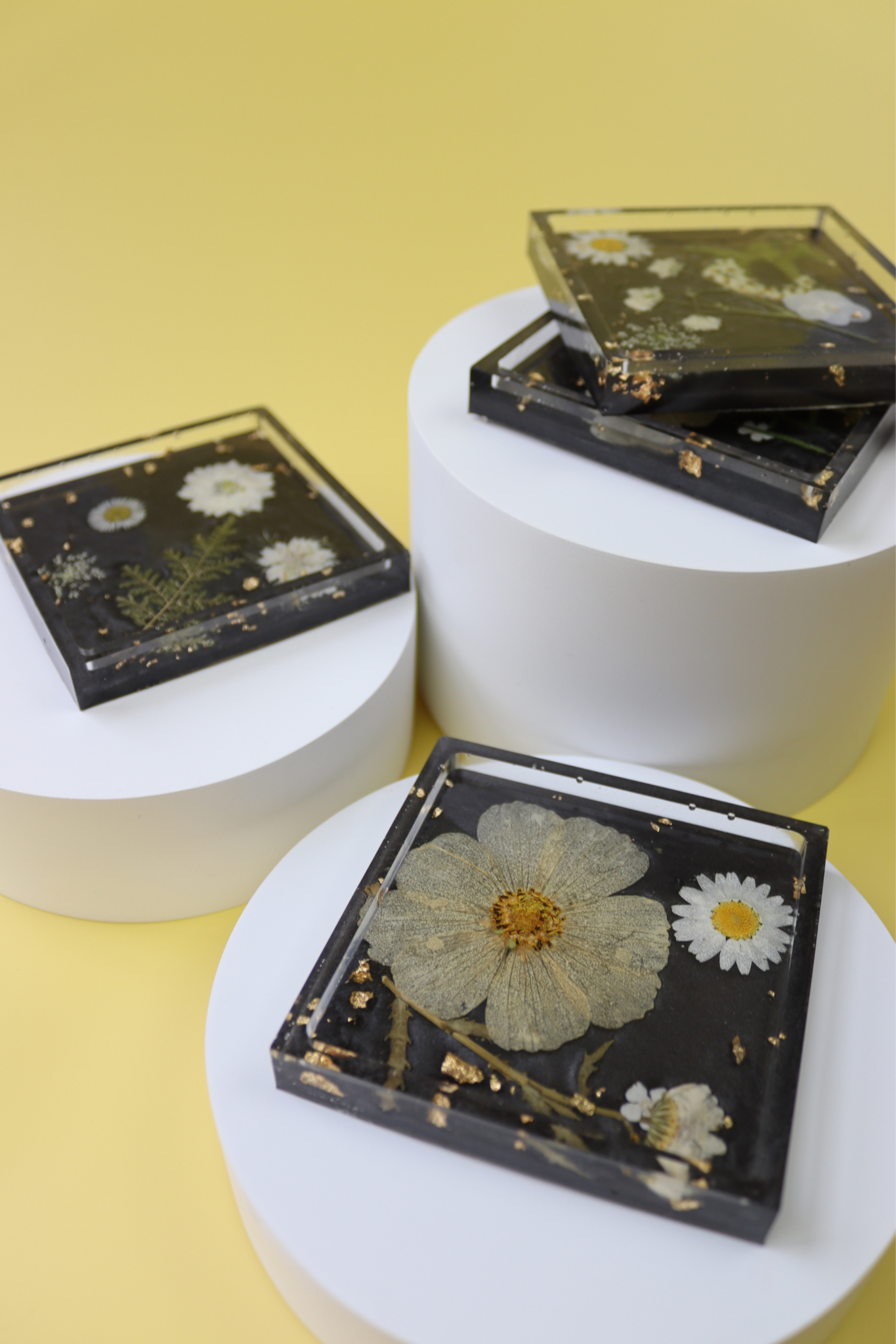 DIY Floral Resin Coaster Set Kit (Square-Shaped) – Paper Clouds